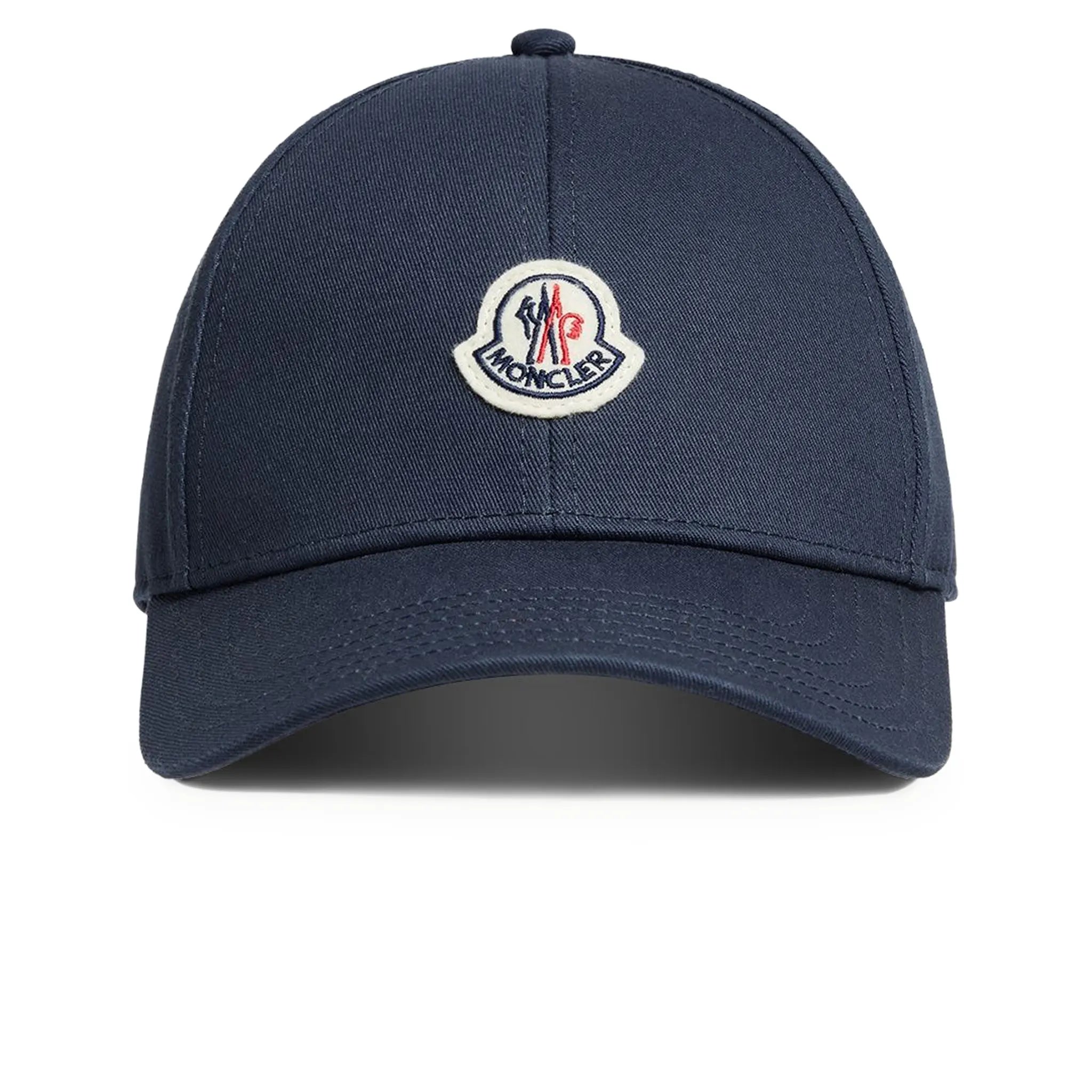 Front View of Moncler Gabardine Baseball Navy Blue Cap